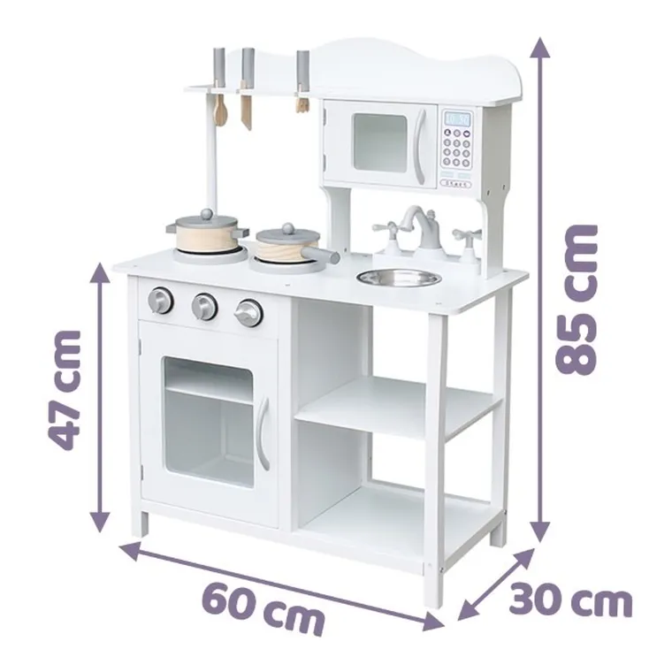 Ricokids, kuchnia drewniana do zabawy, 60-30-85 cm