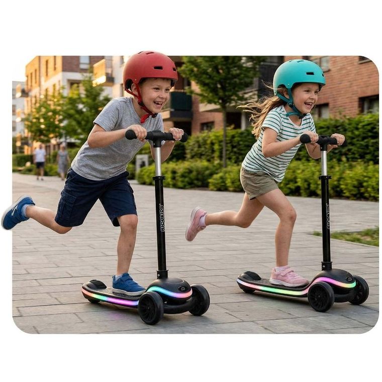 Ricokids, Leddi, hulajnoga 3-kołowa, balansowa, LED, czarna