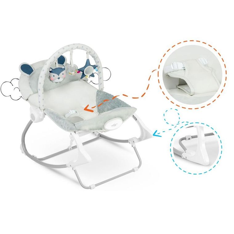 Ricokids, leżaczek bujaczek z wibracją, szary