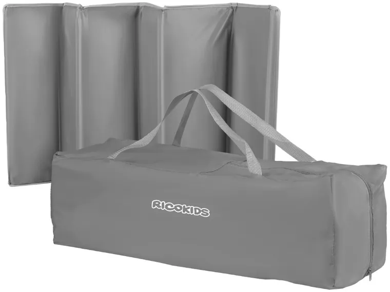 Ricokids, łóżeczko turystyczne z materacem i torbą, jasnoszare