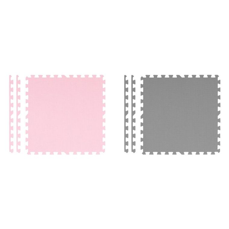 Ricokids, mata piankowa, puzzle, szaro-różowa, 9 elementów, 180-180 cm