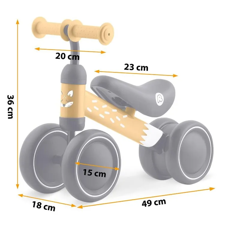 Ricokids, rowerek biegowy dla dzieci, trójkołowy, żółty