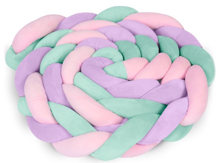 Ricokids, warkocz, ochraniacz do łóżeczka, miętowo-różowo-fioletowy