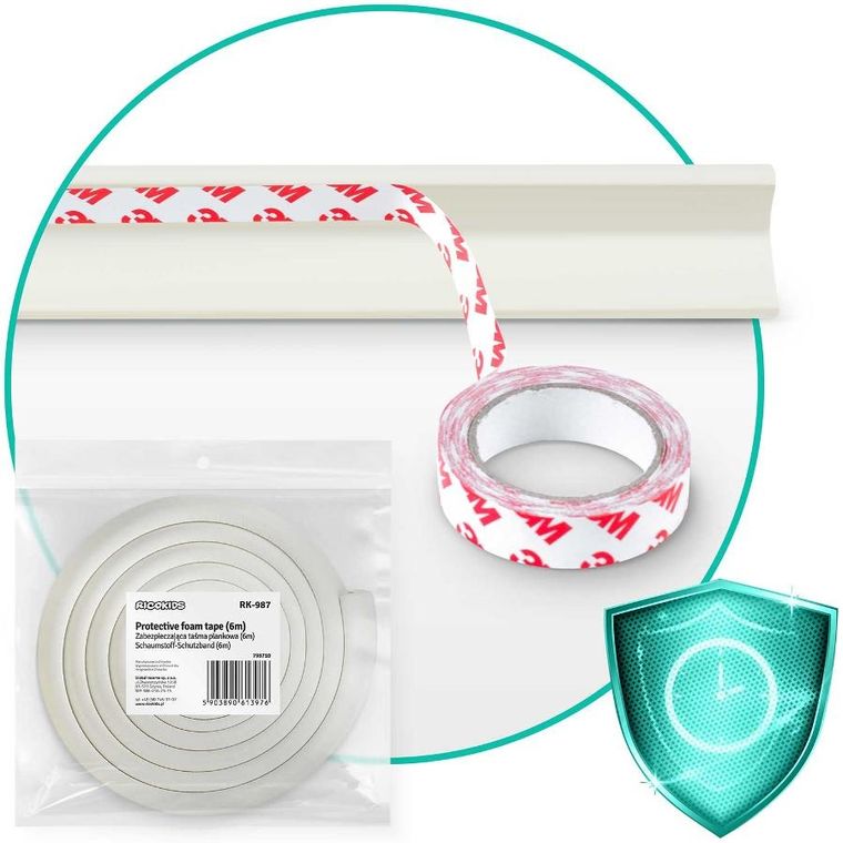Ricokids, zabezpieczająca taśma piankowa, biała, 6m