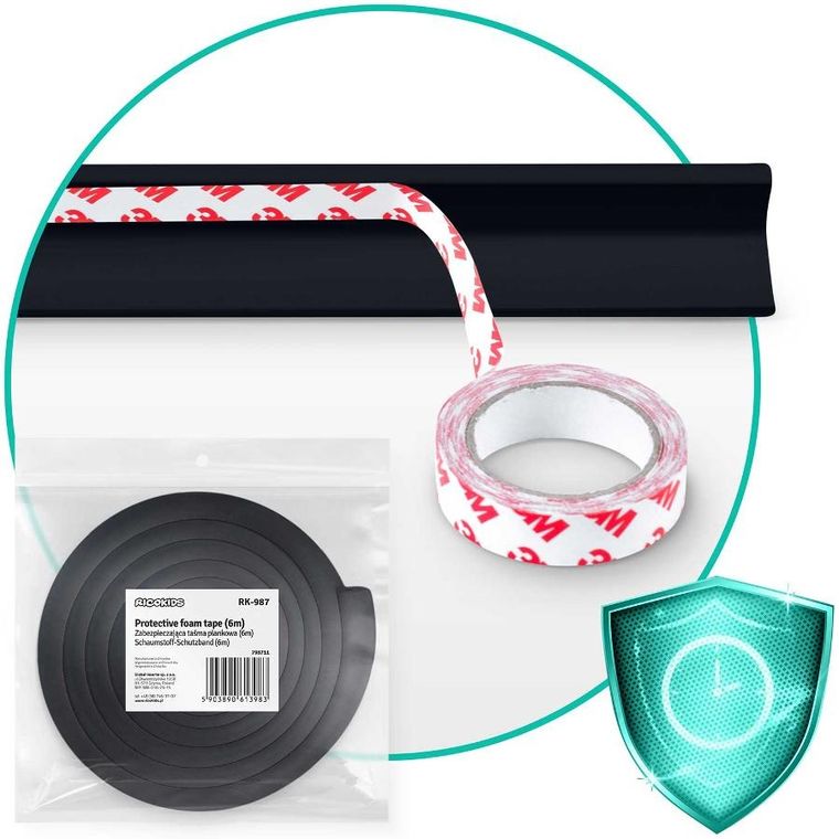Ricokids, zabezpieczająca taśma piankowa, czarna, 6 m