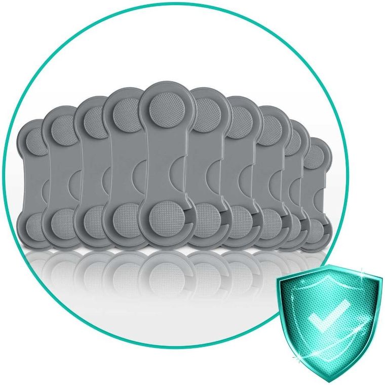 Ricokids, zabezpieczenie otwierania szafek, szare, 10 szt.