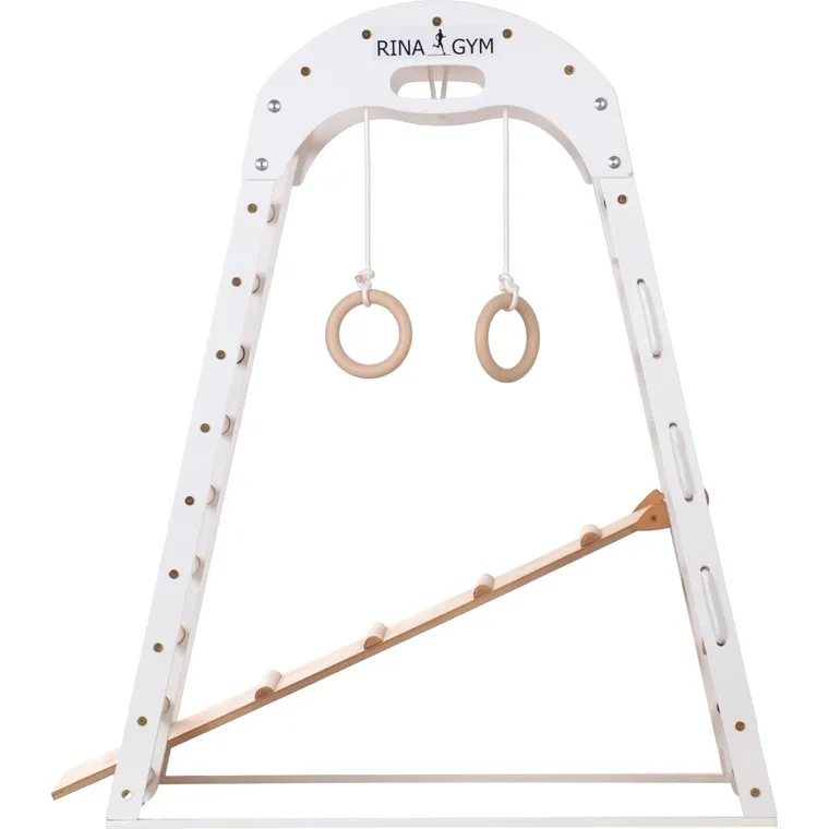 Rinagym, drewniany trójkąt gimnastyczny, wspinaczkowy, biały