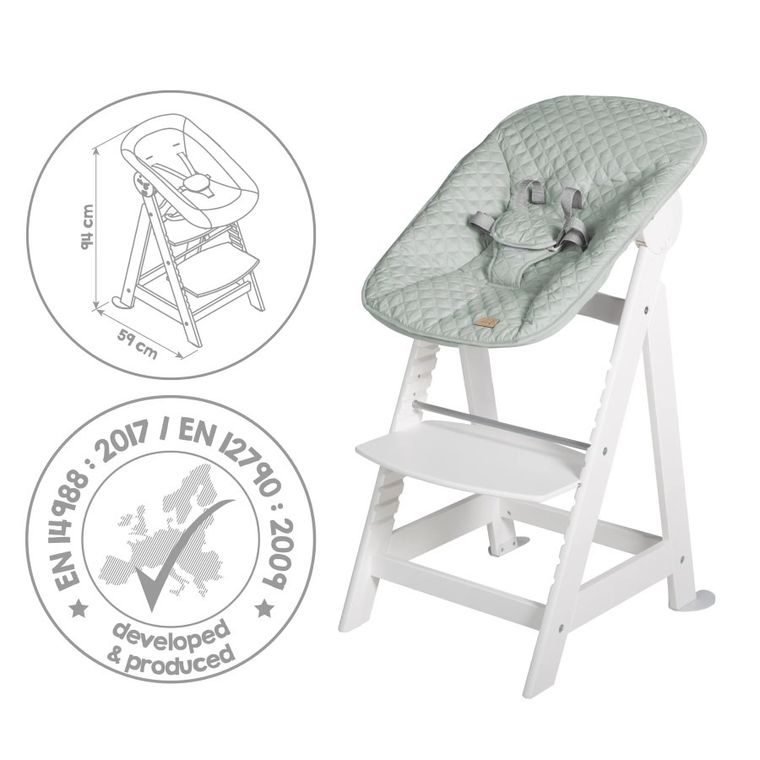 Roba, Born Up, krzesełko do karmienia z leżaczkiem, białe, 2w1