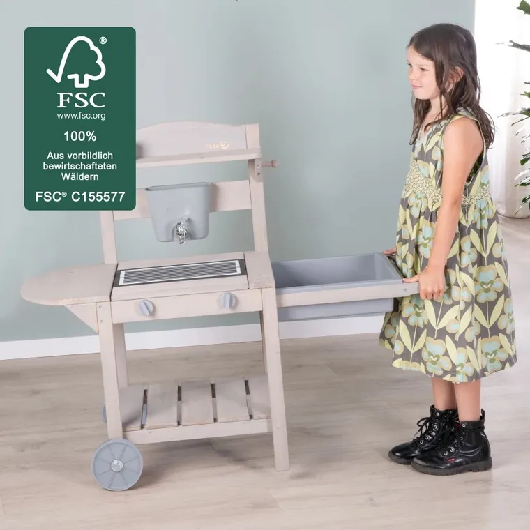 Roba, drewniana kuchnia ogrodowa, szara