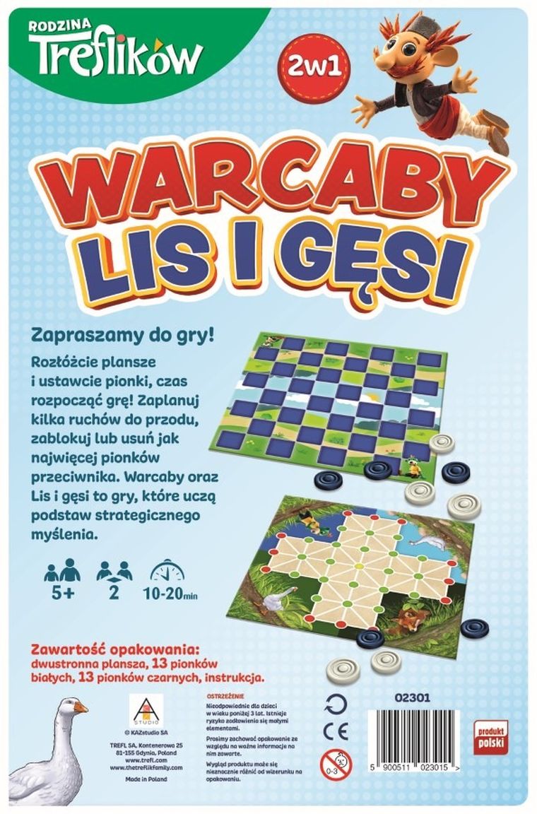 Rodzina Treflików, Warcaby + Lis i Gęsi, zestaw gier