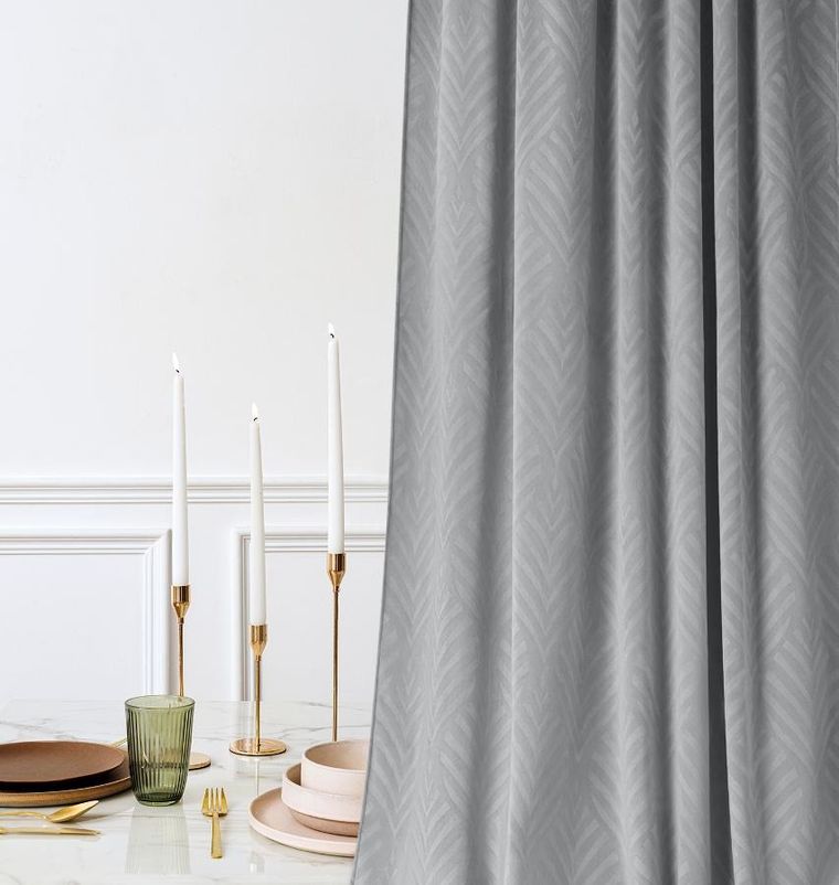 Room99, Leafly, zasłona welurowa na taśmie jasnoszara, 140-250 cm