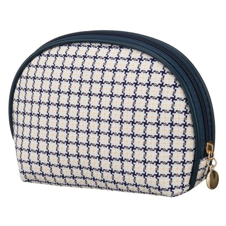 Rovicky, kosmetyczka, krata, beżowo-granatowa