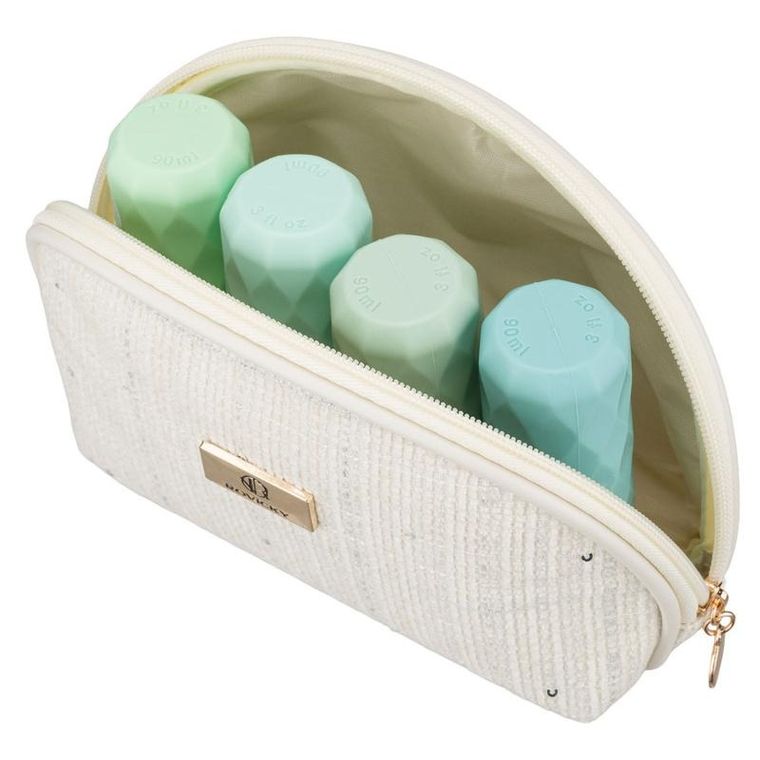 Rovicky, kosmetyczka, tkanina syntetyczna, cekinowa, beżowa