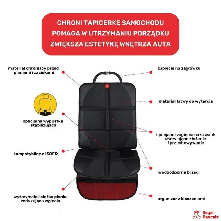 Royal Rascals, mata pod fotelik samochodowy, czarna