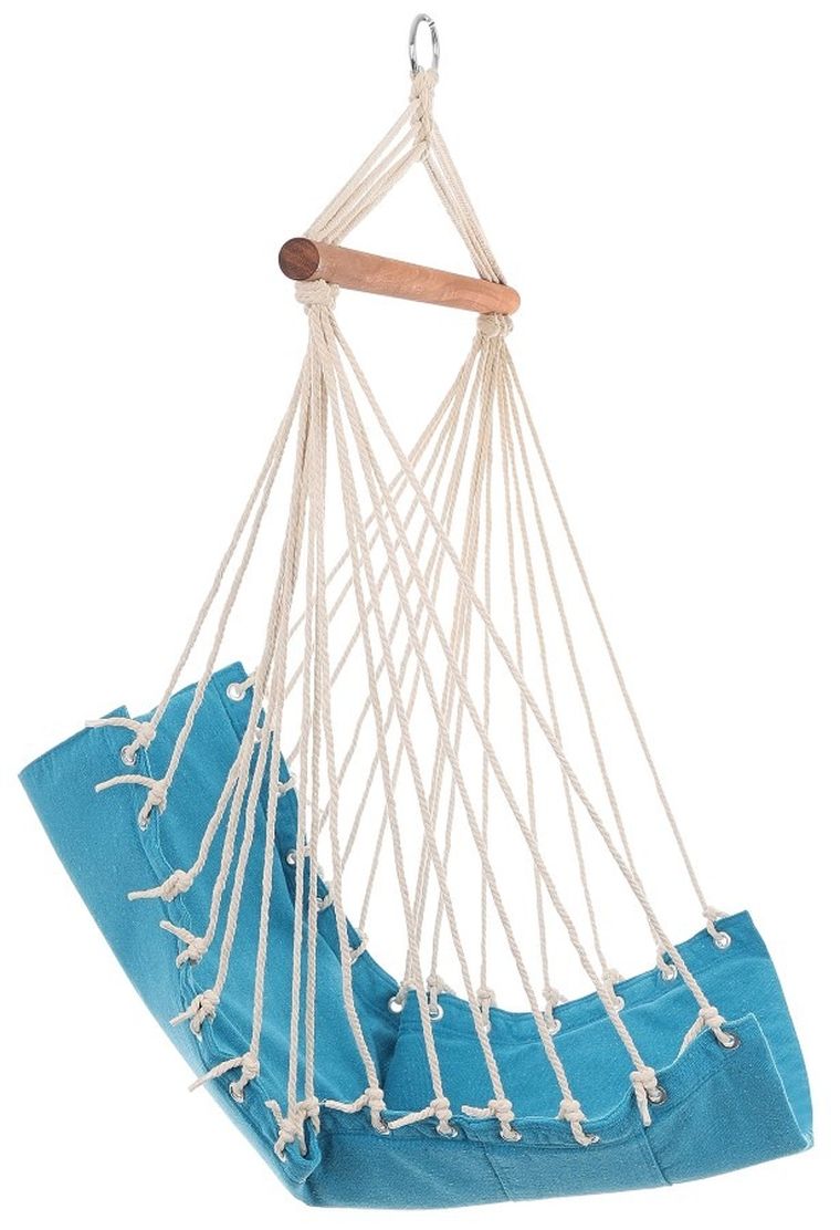 Royokamp, hamak, fotel brazylijski z wszytą poduszką, Natura, chabrowy, 100-50 cm