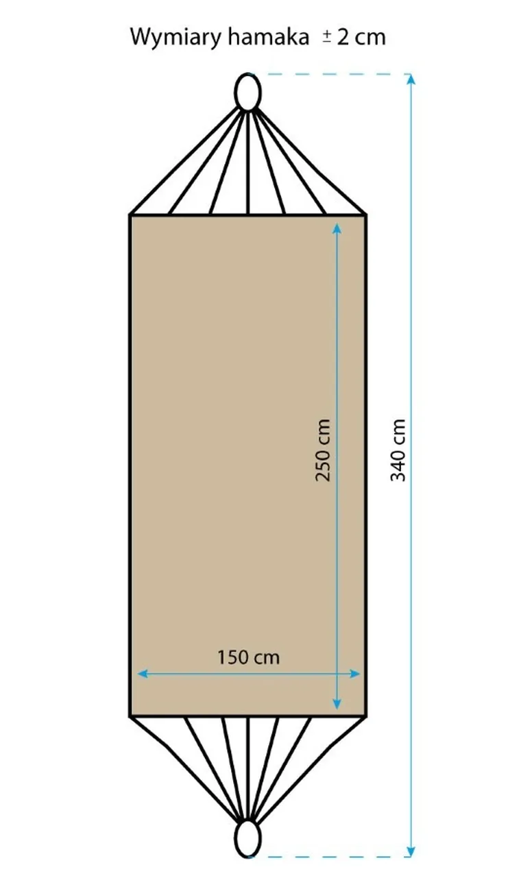 Royokamp, hamak ogrodowy, 2-osobowy, XXL, niebieski, 250-150 cm