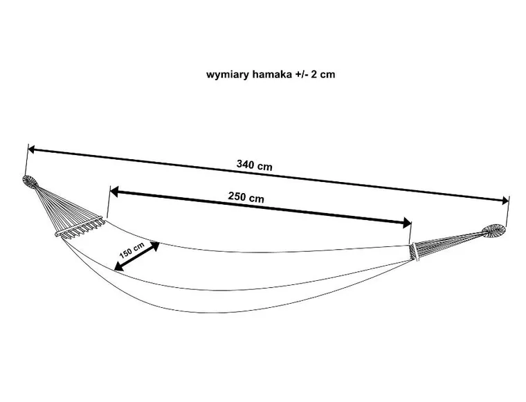 Royokamp, hamak ogrodowy z drążkiem i pokrowcem, 2 osobowy, XXL, szary, 250-150 cm