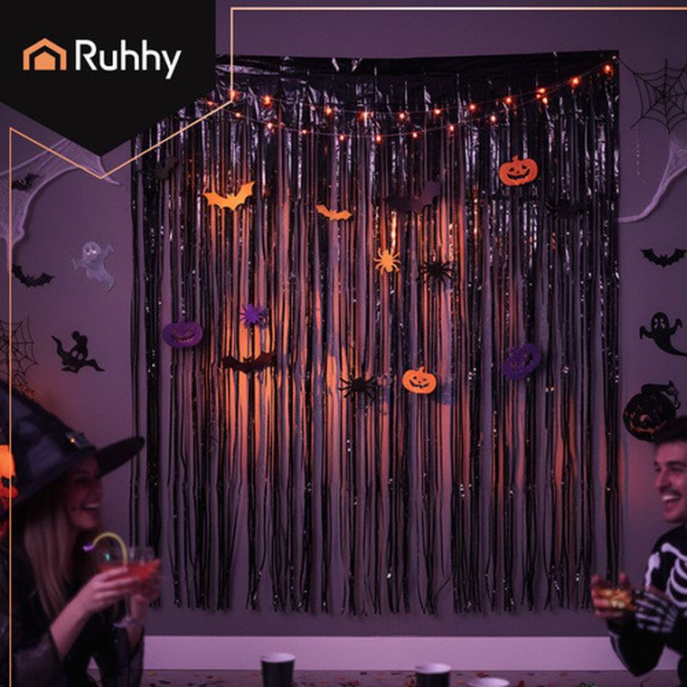 Ruhhy, kurtyna dekoracyjna, czarna, 100-200 cm