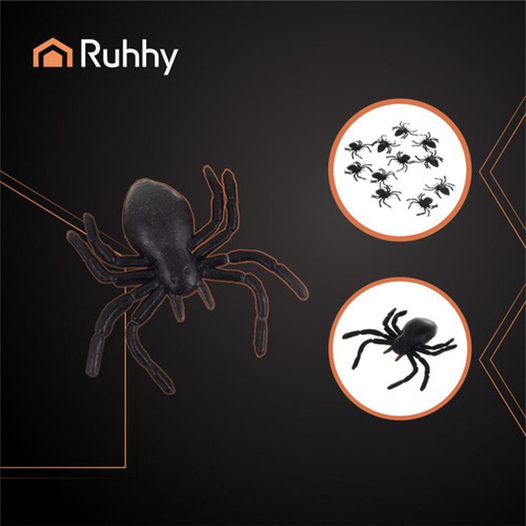 Ruhhy, pająki plastikowe, dekoracja, 10 szt. 26028