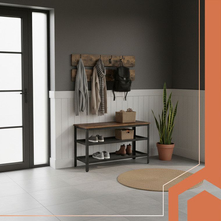 Ruhhy, regał na buty z wieszakiem, 73 cm