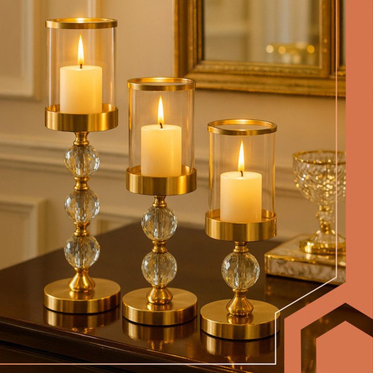 Ruhhy, świecznik, lampion, złoty, 3 szt.