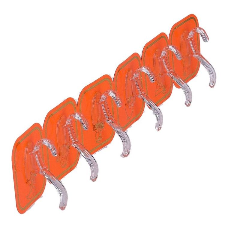 Samoprzylepne haczyki, pomarańczowy, 6 szt.