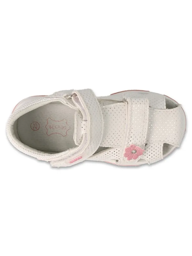 Sandały dziewczęce, ecru, skórzana wkładka, Befado