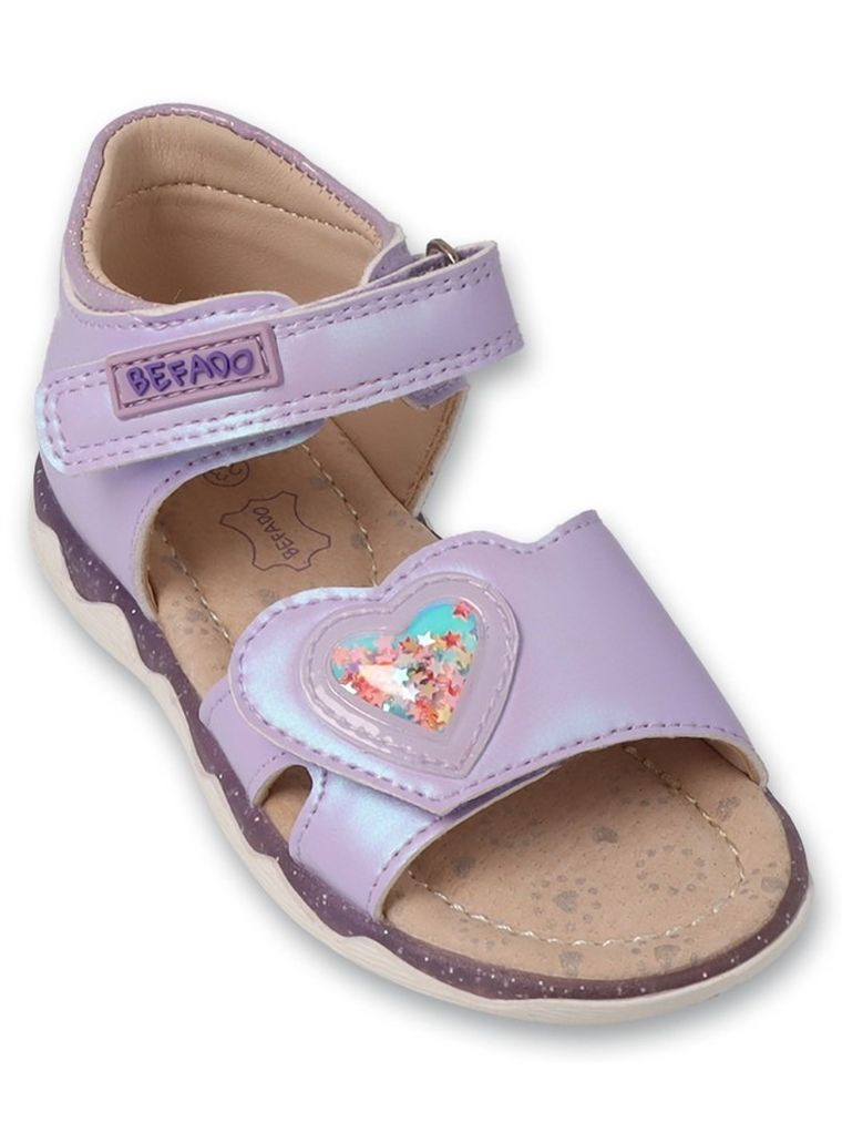 Sandały dziewczęce, fioletowe, skórzana wkładka, Befado