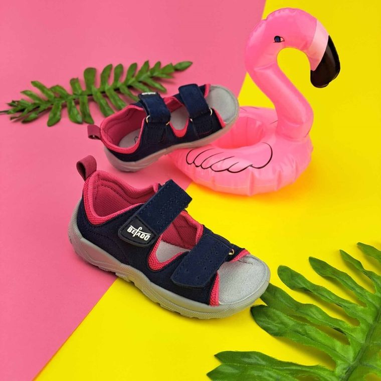 Sandały dziewczęce, granatowo-różowe, Befado