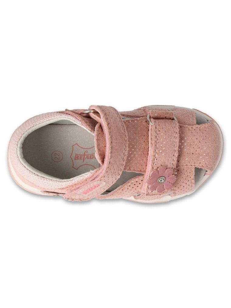 Sandały dziewczęce, różowe, skórzana wkładka, Befado