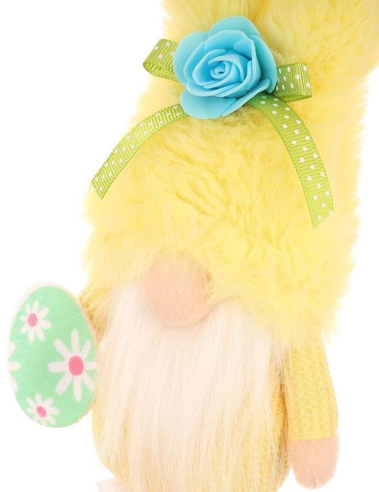 Saska Garden, dekoracja wiosenna, skrzat gnom, zajączek w trampkach, żółty, 25 cm