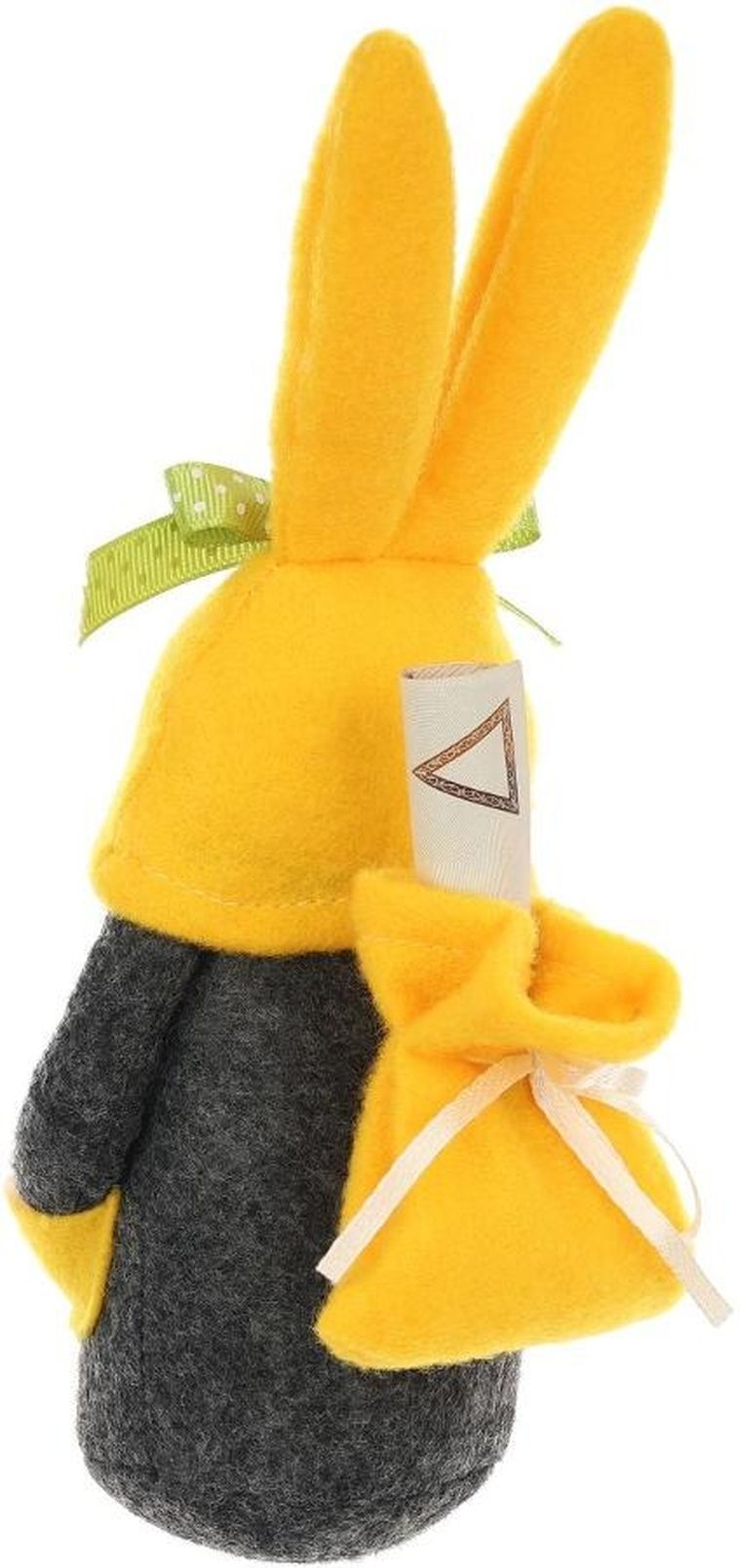 Saska Garden, dekoracja wiosenna, skrzat gnom, zajączek, z workiem na prezent, żółty, 20 cm