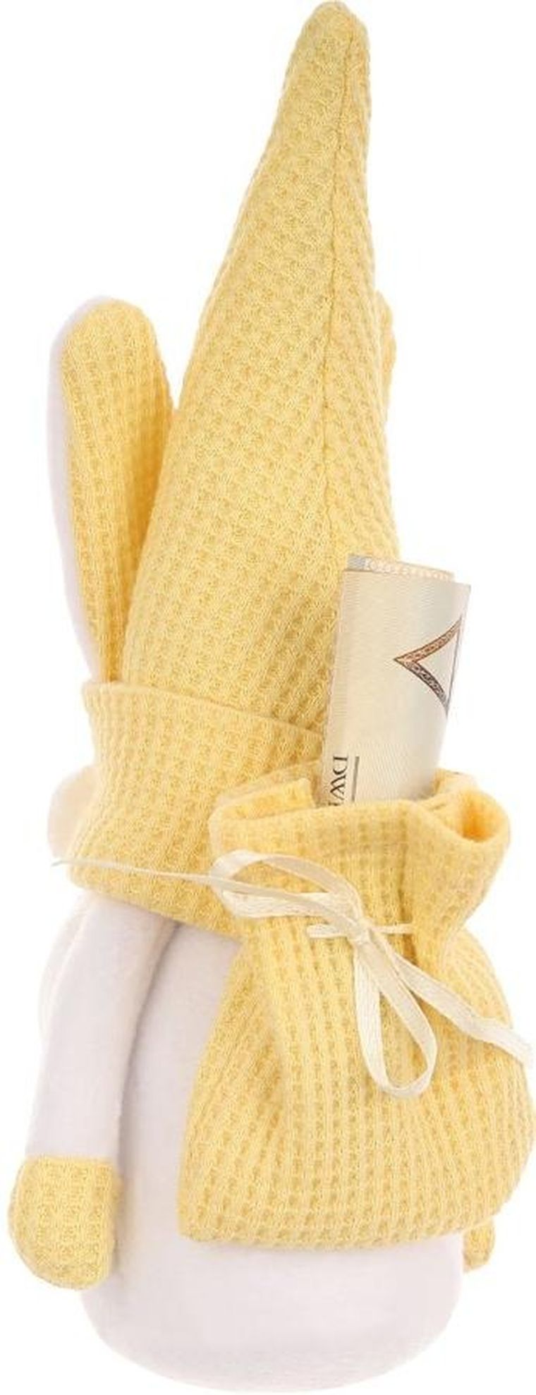 Saska Garden, dekoracja wiosenna, skrzat zajączek, z workiem na prezent, żółty, 20 cm