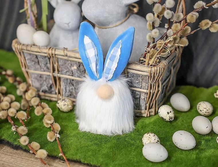 Saska Garden, dekoracja wiosenna, zajączek, niebieski, 18 cm