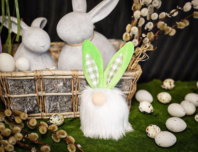 Saska Garden, dekoracja wiosenna, zajączek, zielony, 18 cm