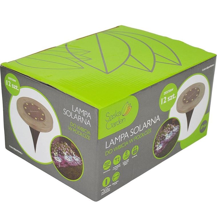Saska Garden, lampa solarna do wbicia w podłoże, 8 LED, 12 szt.