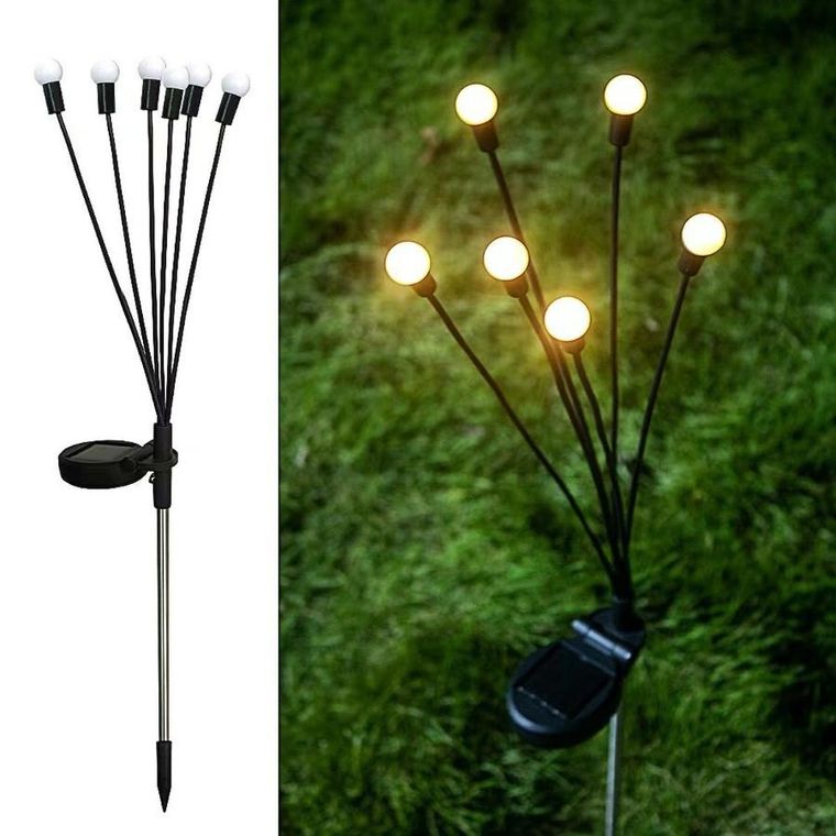 Saska Garden, lampa solarna, tańczące na wietrze kuleczki, białe, 6 LED, 72 cm