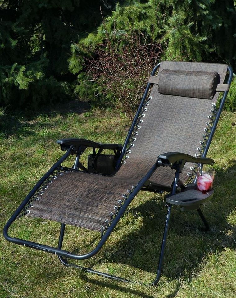 Saska Garden, składany leżak ogrodowy, brązowy, 175-52/65-107 cm