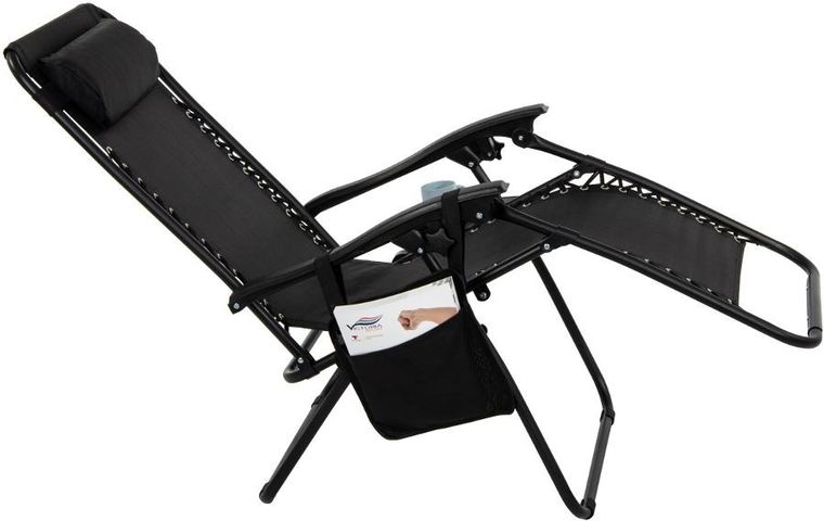 Saska Garden, składany leżak ogrodowy, czarny, 175-52/65-107 cm