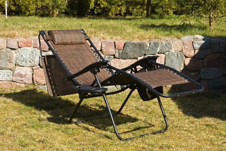 Saska Garden, składany leżak ogrodowy z daszkiem, brązowy, 173-52/65-110 cm
