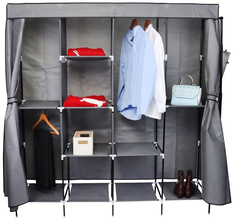 Saska Garden, szafa tekstylna, ciemnoszara, 168-45-172 cm