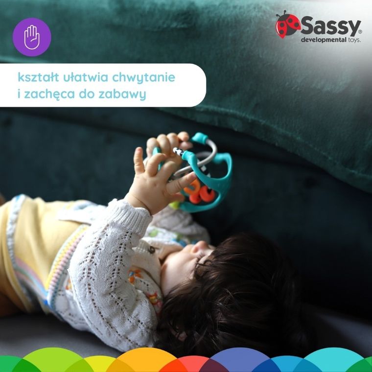 Sassy, kula sensoryczna, gryzak, 3m+