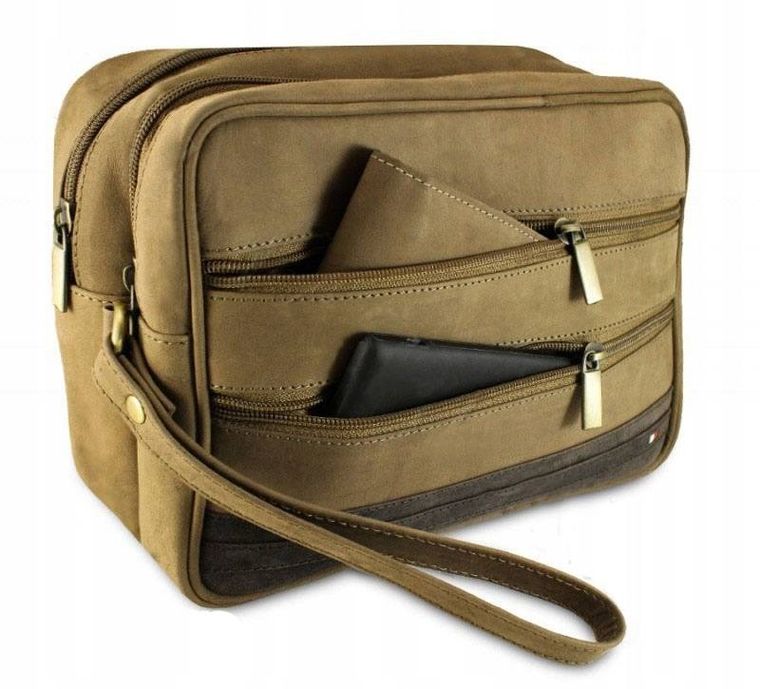 Saszetka do ręki, brązowa, skórzana, Always Wild