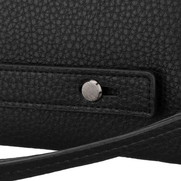 Saszetka do ręki, czarna, skóra ekologiczna, Rovicky