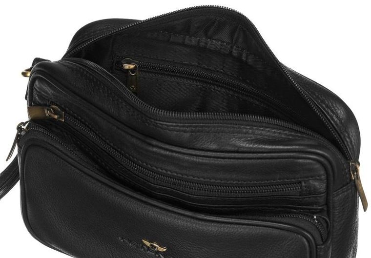 Saszetka do ręki, czarna, skórzana, Peterson