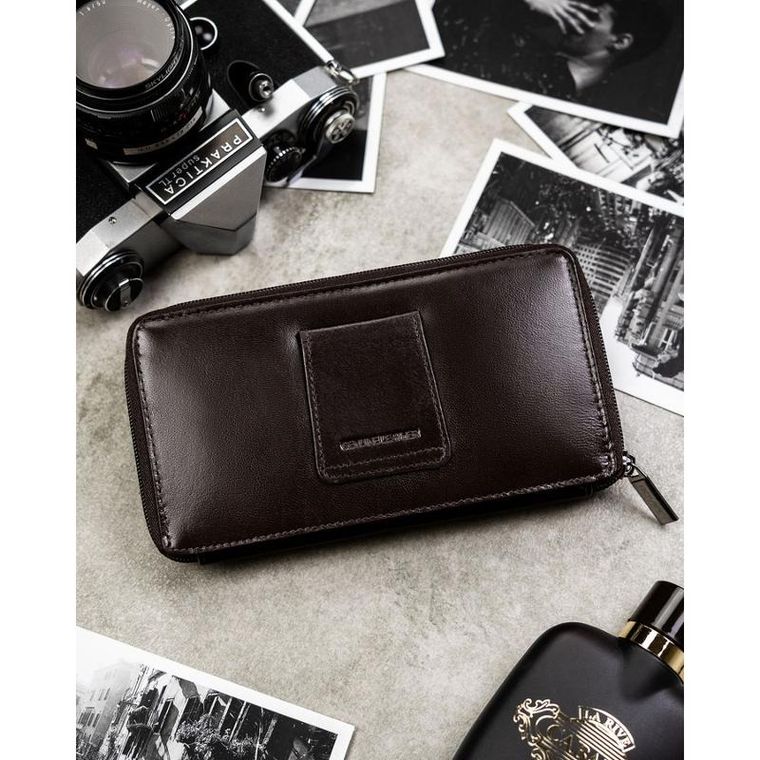 Saszetka na biodro, brązowa, skórzana, Rovicky