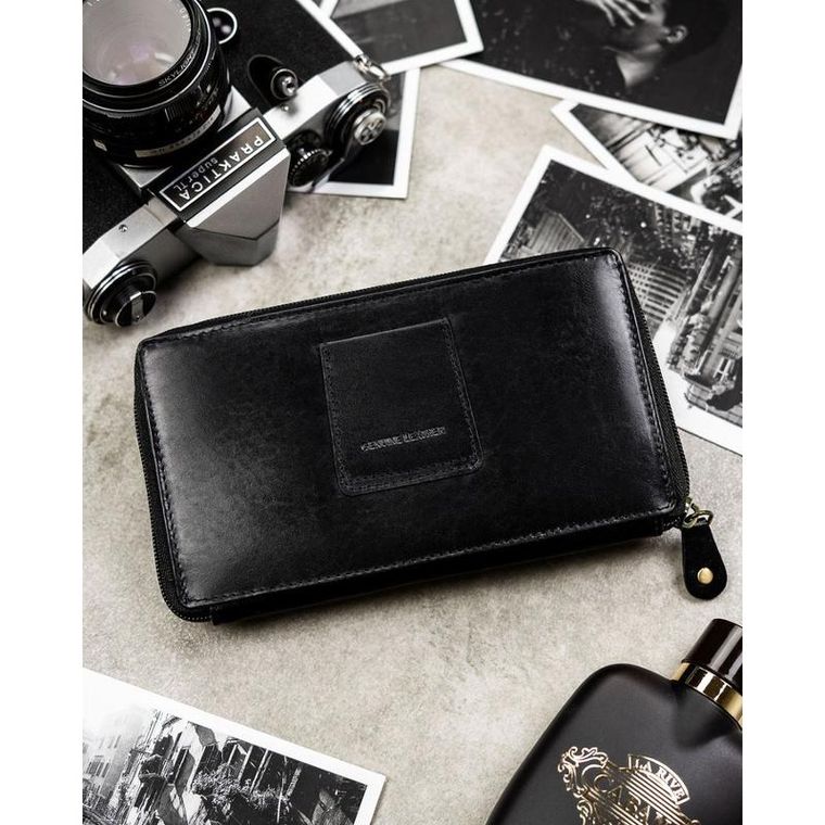 Saszetka na biodro, czarna, skórzana, Rovicky