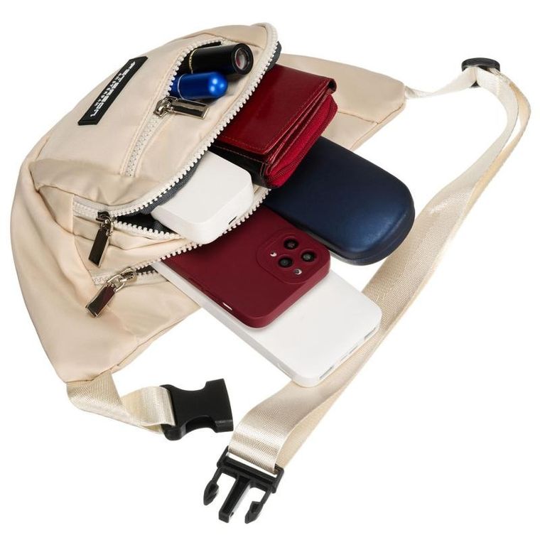 Saszetka na biodro, nerka, beżowa, Peterson