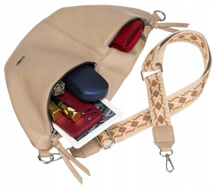 Saszetka na biodro, nerka, beżowa, skóra ekologiczna, Rovicky