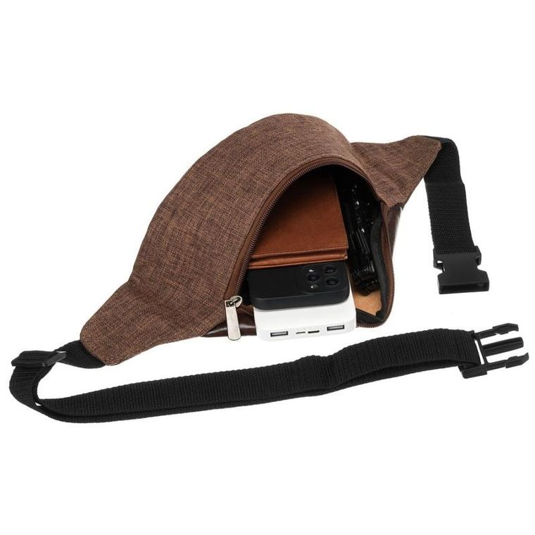 Saszetka na biodro, nerka, brązowa, Loren